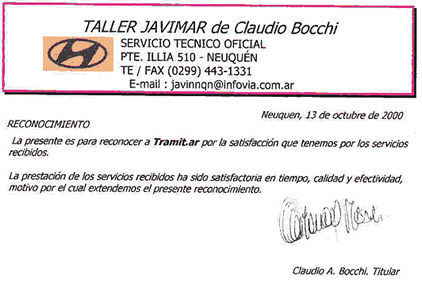 Certificación de Taller Javimar...