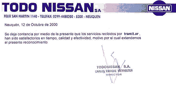 Certificación de Nissan...